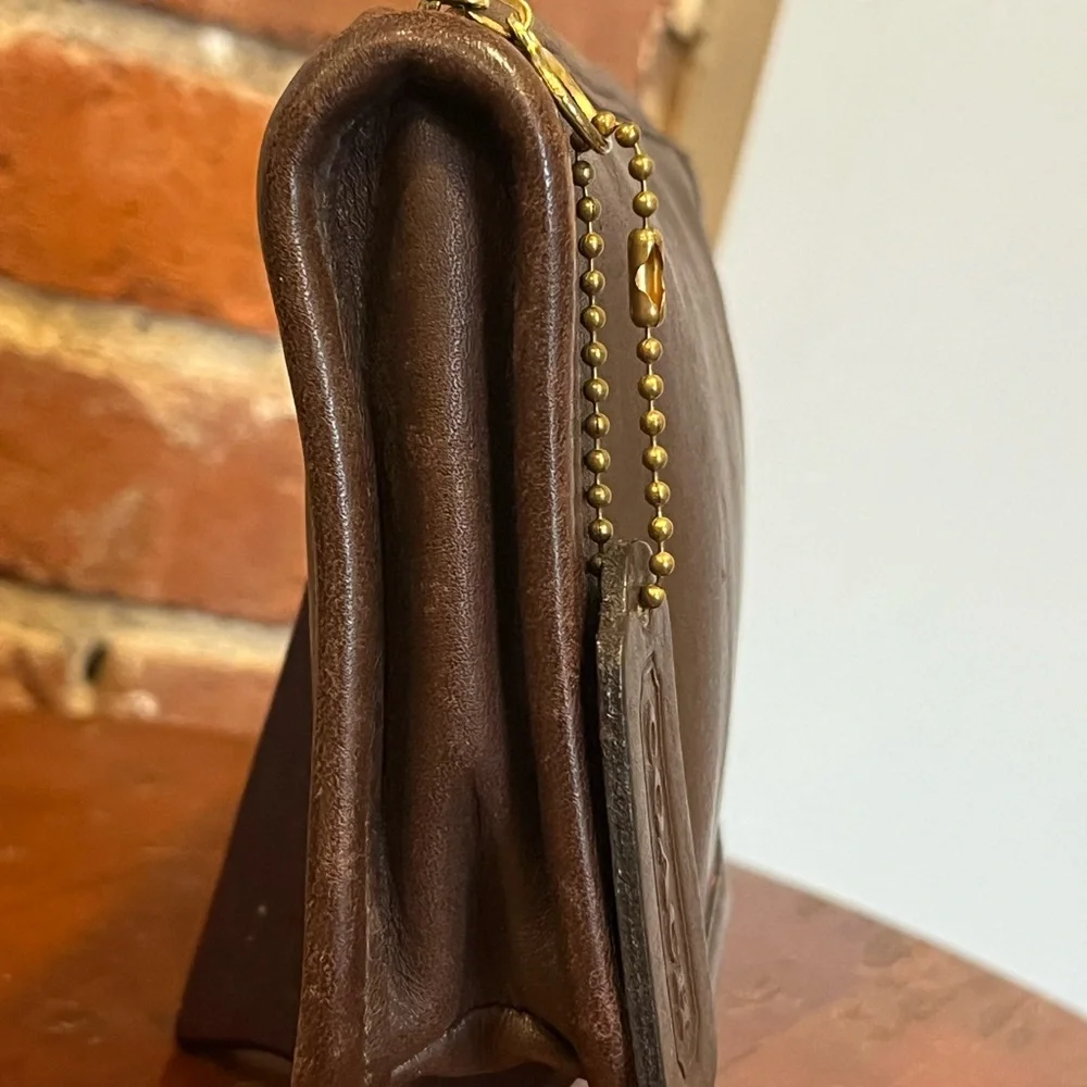 Vintage Coach Chunky Pouch Case Cosmetic Bag Brown Zip USA W/tag & Creed - Picture 7 of 16